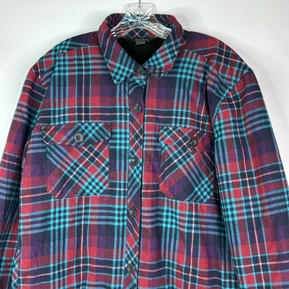 Eddie Bauer Plush Lined Plaid Shacket Size XL - Picture 2 of 11